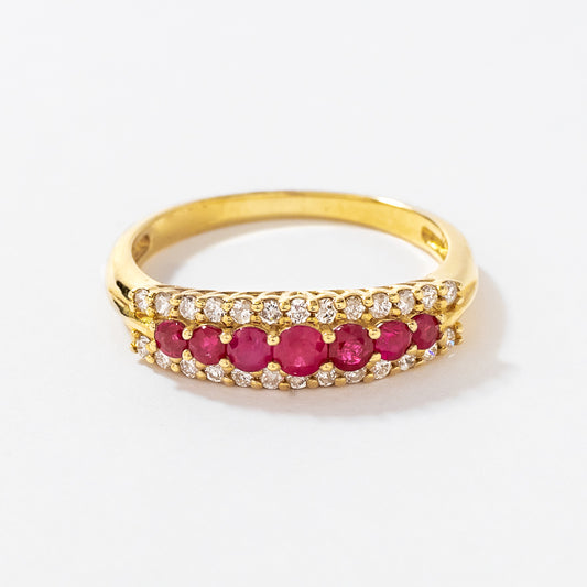 Ruby and Diamond Eternity Ring in 10K Yellow Gold