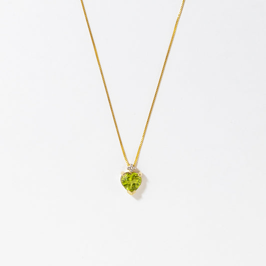 Heart Shaped Peridot Necklace in 10K Yellow Gold