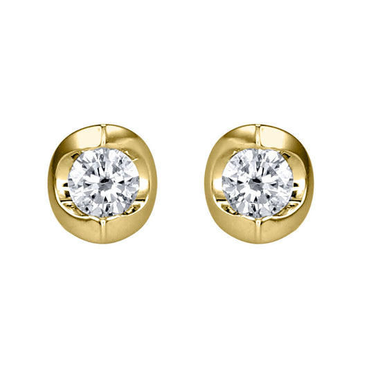 Tension Set Solitaire Canadian Diamond Stud Earrings in 14K Yellow Gold (0.10ct tw)