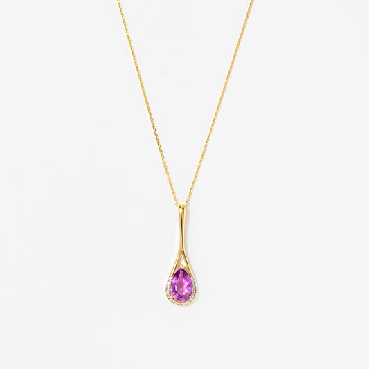 Amethyst Pendant Necklace in 10K Yellow Gold