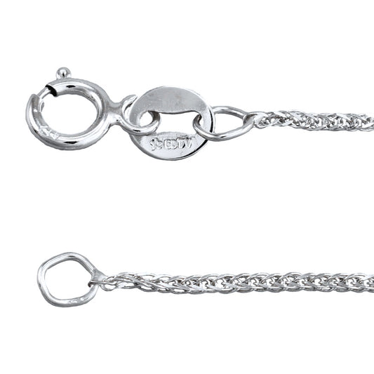 10K White Gold Diamond Cut Square 0.7mm Wheat Chain (16")