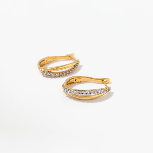 Diamond Cluster Hoop Earrings in 10K Yellow Gold (0.50 ct tw)