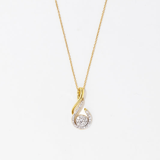 Diamond Cluster Pendant in 10K Yellow and White Gold (0.35 ct tw)