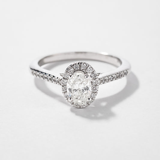 Oval Cut Diamond Engagement Ring in 14K White Gold (0.75 ct tw)