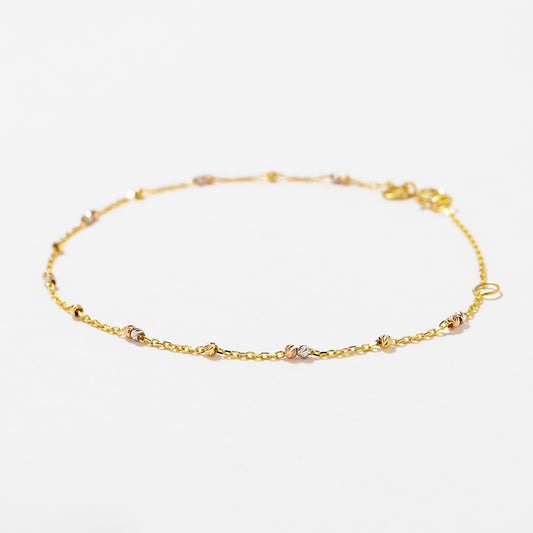 Diamond Cut Ball Bracelet in 10K Tri-Coloured Gold