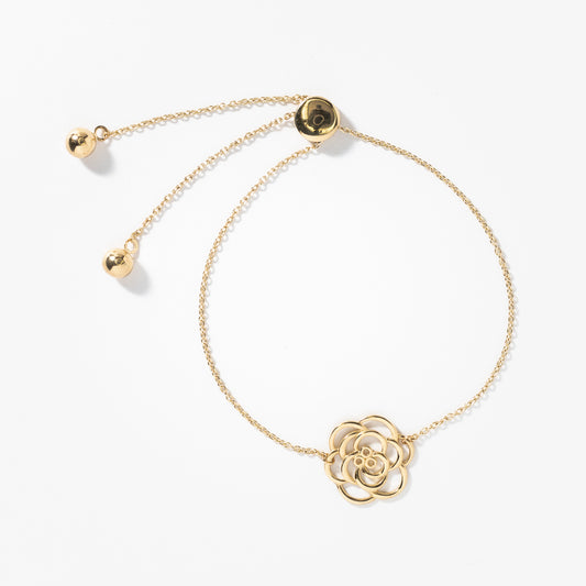Rose Bolo Bracelet in 10K Yellow Gold