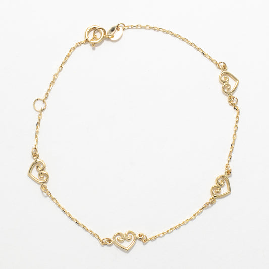 Heart Bracelet in 10K Yellow Gold