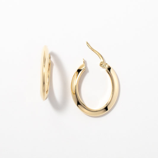 3x25mm Oval Knife Edge Hoop Earrings in 10K Yellow Gold