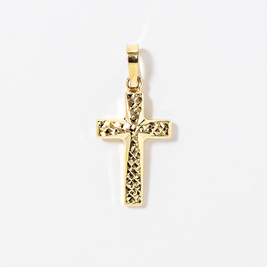 Diamond Cut Cross Pendant in 10K Yellow Gold