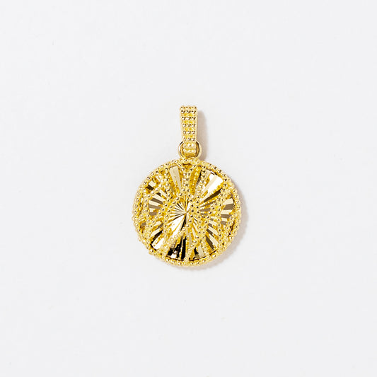 Diamond Cut Sunray Wave Pendant in 10K Yellow Gold