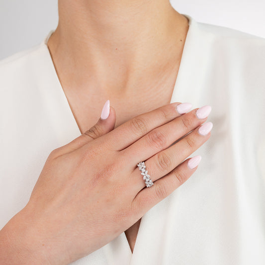 Diamond Petal Cluster Ring in 10K White Gold (0.40 ct tw)