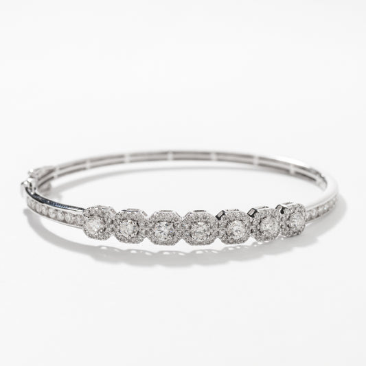 Diamond Bangle Bracelet in 10K White Gold (2.56ct tw)