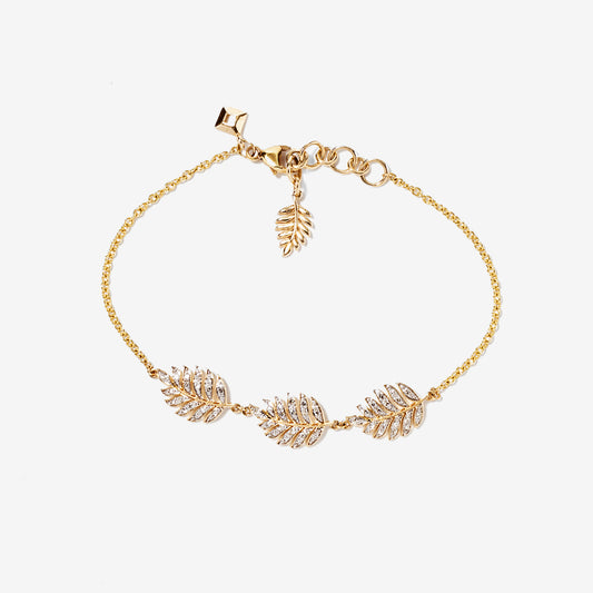 Leaf Diamond Bracelet in 10K Yellow Gold (0.20 ct tw)
