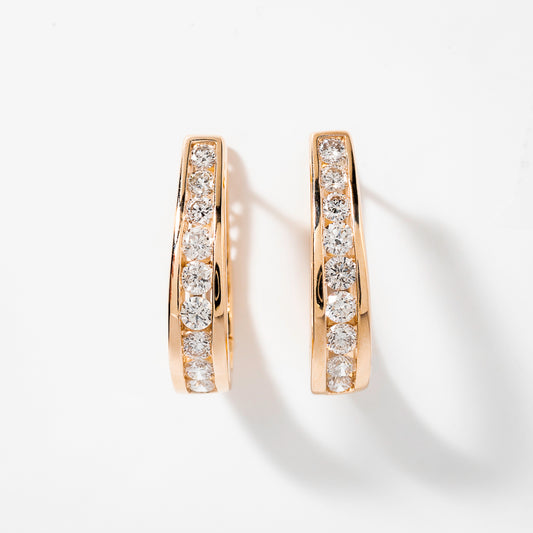 Channel Set J Hoop Earrings in 10K Yellow Gold (1.50 ct tw)