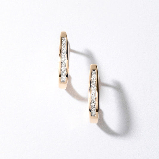 Channel-Set Diamond J-Hoop Earrings in 10K Yellow Gold (0.25 ct tw)