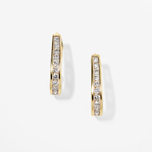 Channel Set J Hoop Diamond Earrings in 10K Yellow Gold (0.75 ct tw)