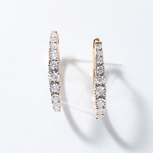 -Fara- Diamond Oval Shape Hoop Earrings In 10K Yellow Gold (0.50 ct tw)