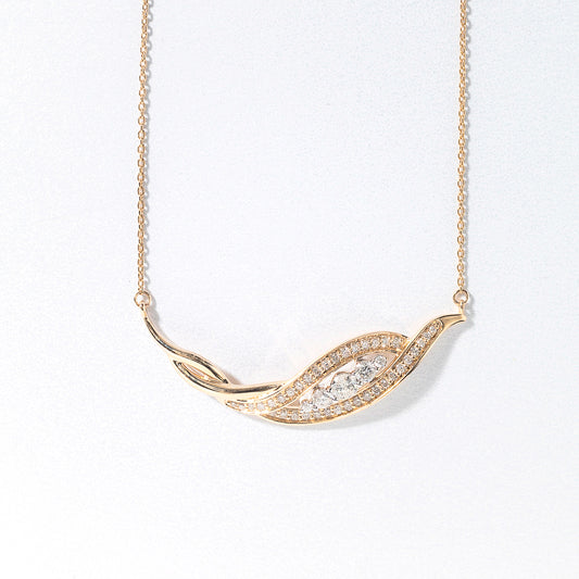 Wave Diamond Pendant Necklace in 10K Yellow and White Gold (0.50 ct tw)