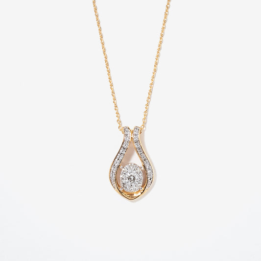 Diamond Cluster Necklace in 10K Yellow Gold (0.33 ct tw)