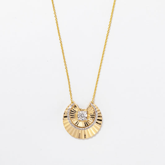 Diamond Sunray Necklace in 10K Yellow and White Gold (0.25 ct tw)