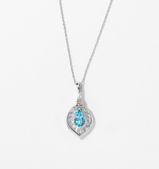 Blue Topaz Necklace in 10K White Gold