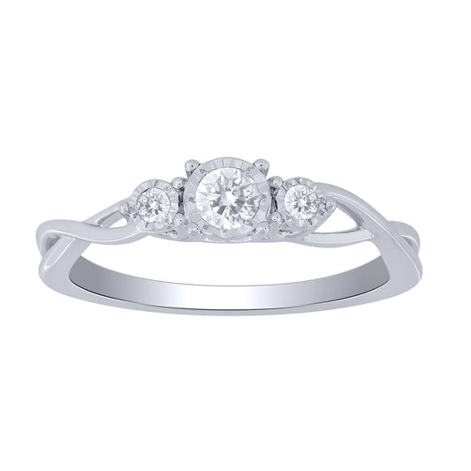 Three Stone Diamond Ring in 10K White Gold (0.20ct tw)