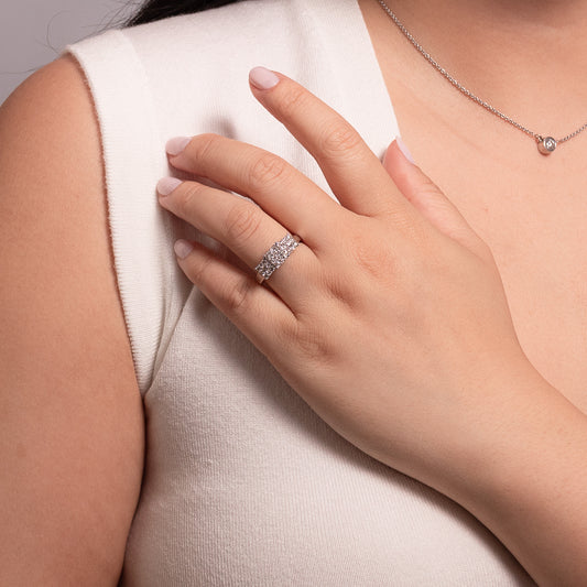 Diamond Cluster Dinner Ring in 10K White Gold (0.72 ct tw)