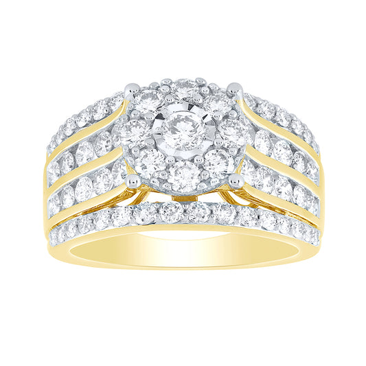 Diamond Cluster Ring in 10K Yellow Gold (2.00 ct tw)