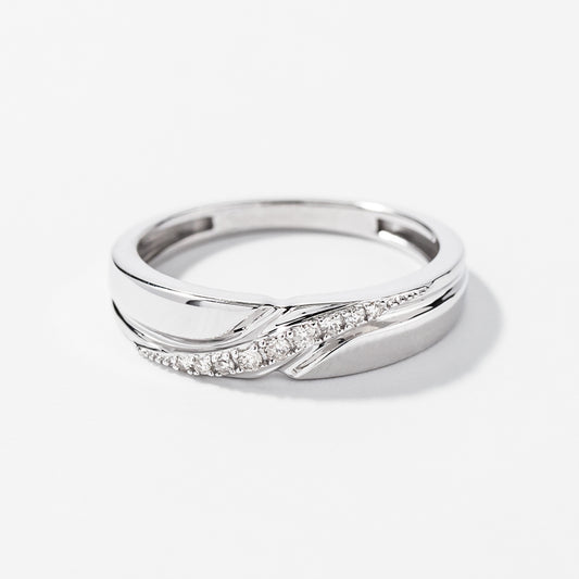 Ladies Diamond Wedding Band in 10K White Gold (0.06 ct tw)