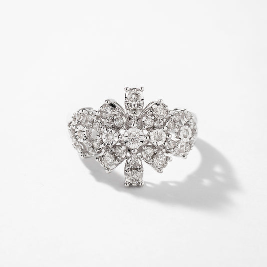 Diamond Cluster Ring in 10K White Gold (0.50 ct tw)