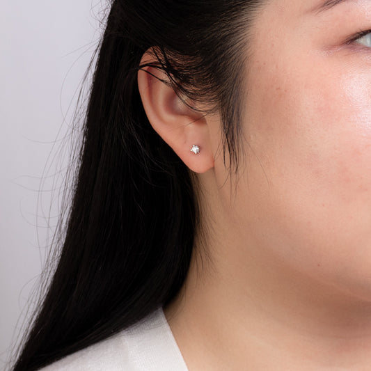 Solitaire Canadian Diamond Stud Earrings in 14K White Gold (0.15 ct tw)