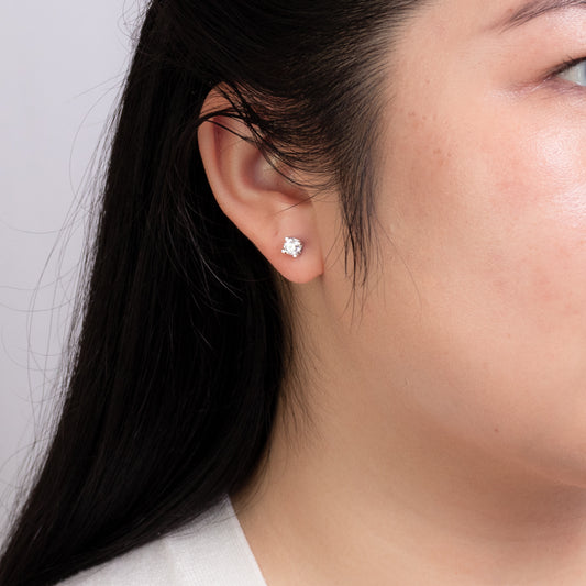 Solitaire Canadian Diamond Stud Earrings in 14K White Gold (0.50 ct tw)