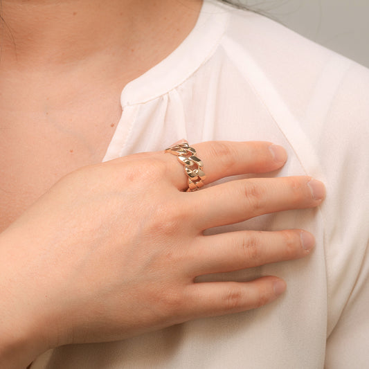 Men's Cuban Link Ring in 10K Yellow Gold