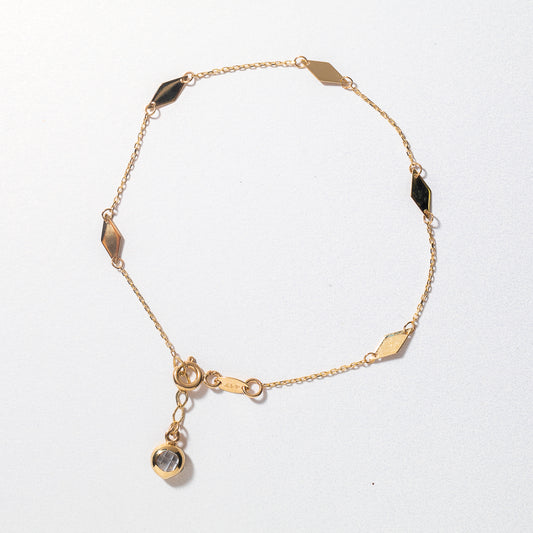 Diamond Shape Plate Bracelet in 10K Yellow Gold