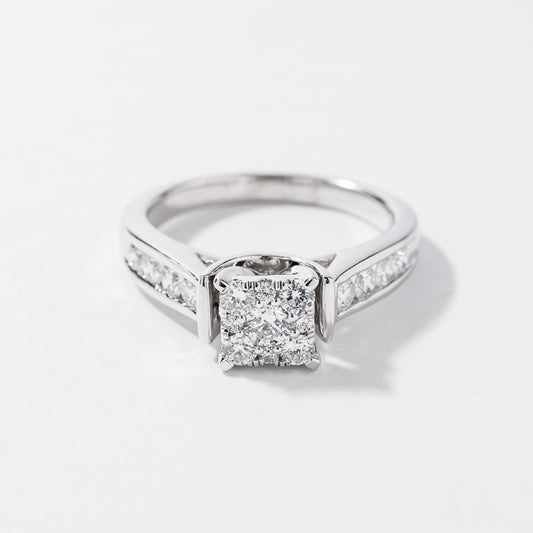 Diamond Cluster Ring in 14K White Gold (0.76 ct wt)