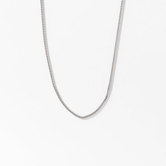10K Italian White Gold 0.9mm Square Franco Chain (16")