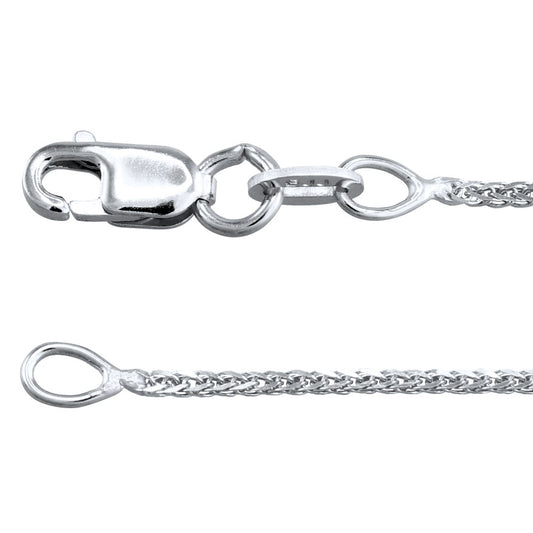 10K White Gold Square 0.8mm Wheat Chain (20")