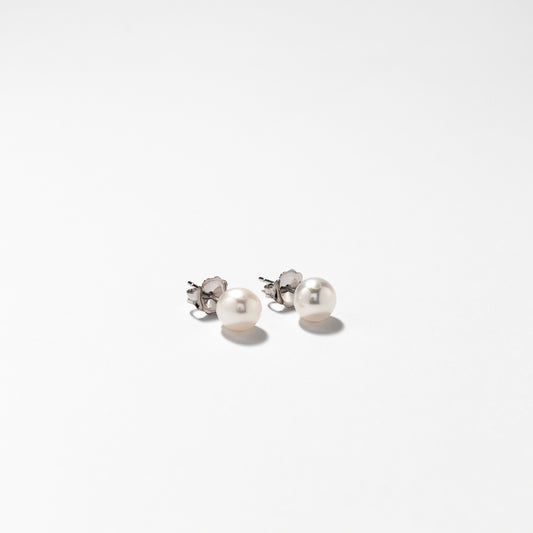 6-6.5mm Pearl Stud Earrings in 14K White Gold