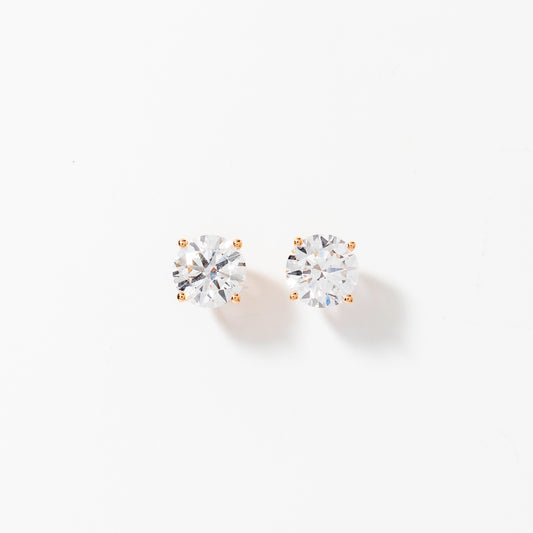 Lab Grown Round Cut Diamond Stud Earrings in 14K Yellow Gold (3.00 ct tw)
