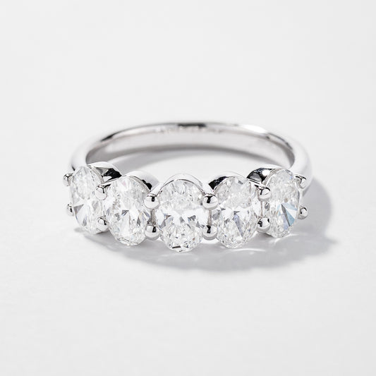 Five Stone Oval Lab Grown Diamond Anniversary Band in 14K White Gold (2.00 ct tw)