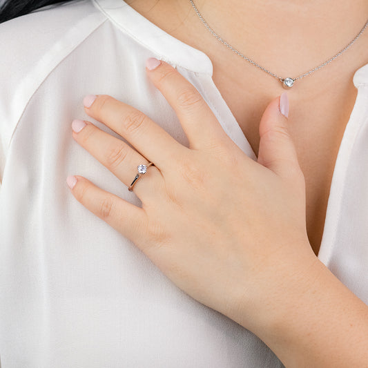 Lumina Ideal Cut Diamond Magnolia Solitaire Engagement Ring in 18K White Gold (0.40ct tw)