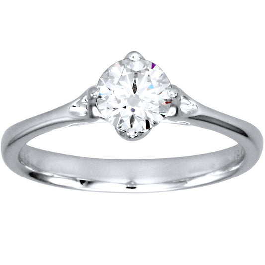 Lumina Ideal Cut Diamond Magnolia Solitaire Diamond Engagement Ring in 18K White Gold (0.60ct tw)