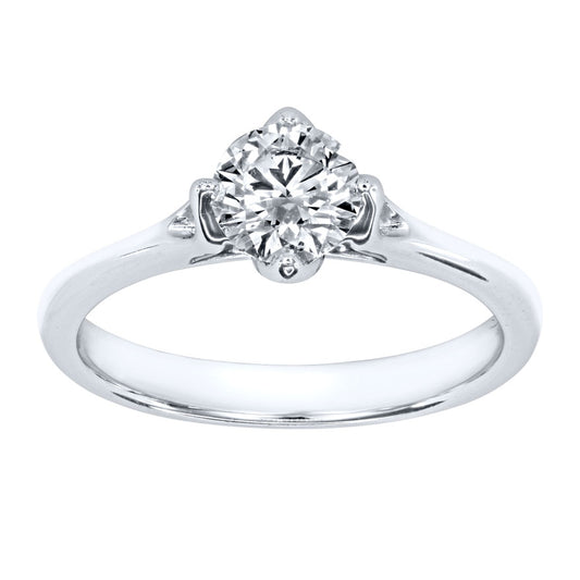 Lumina Ideal Cut Diamond Magnolia Solitaire Engagement Ring in 18K White Gold (0.70ct tw)