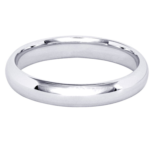 Low Dome Comfort Fit Wedding Band in 10K White Gold (3MM)