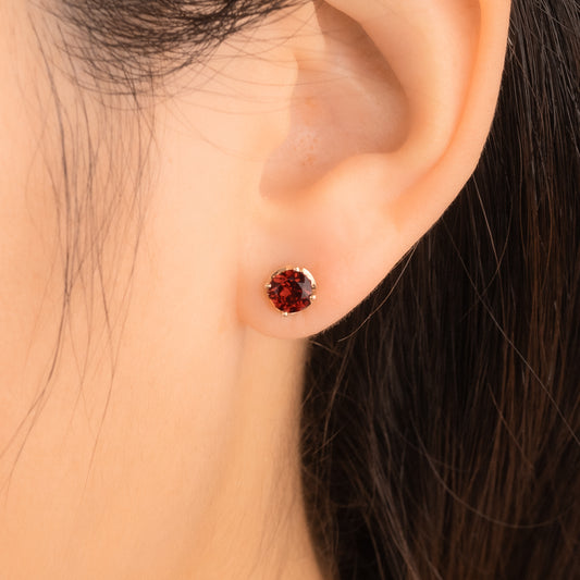 Garnet Stud Earrings in 10K Yellow Gold