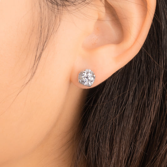 Lab Grown Diamond Stud Earrings in 14K White Gold (1.78 ct tw)