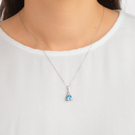 Blue Topaz Necklace in 10K White Gold