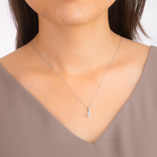 Lab Grown Oval Diamond Necklace in 10K White Gold (0.50 ct tw)