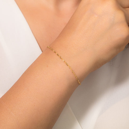 1.7mm 10K Yellow Gold Singapore Bracelet