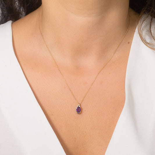 Amethyst Necklace in 10K Yellow Gold